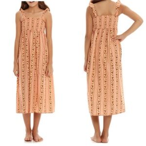 Agua Bendita Danna Kezia Midi Dress in Size 6 Ruffle Strap Smocked Bodice Floral